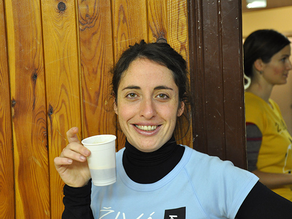 Emilia is having her (third) coffee