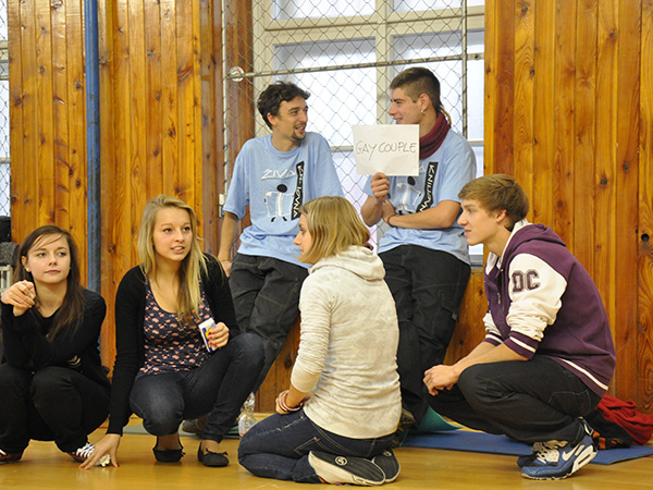 Gay Couple and some readers at school