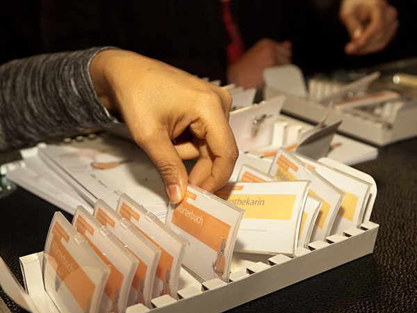 Namensschilder für das LB-Team