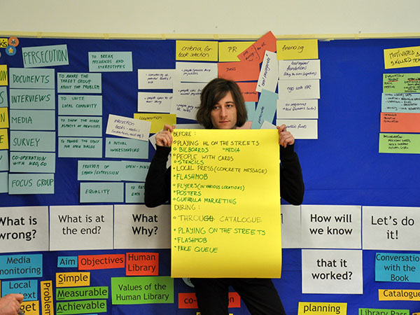 Michel in front of the Sticky Wall